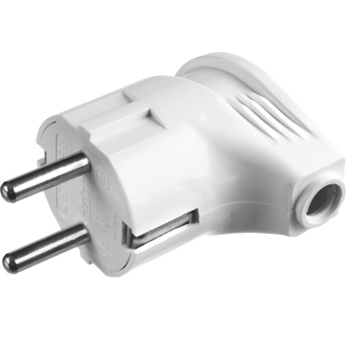 Вилка MAXElectro электрическая, 16А/220В, угловая, с заземлением, белая, STAYER