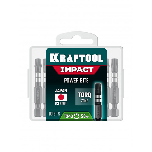 KRAFTOOL Impact TX 40, 50 мм, 10 шт, ударные биты (26195-40-50-S10)