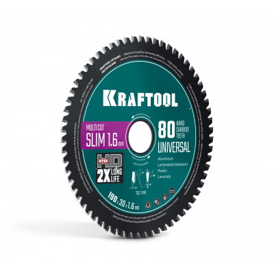 KRAFTOOL Slim multi cut 190 х 30 x 1.6 мм, 80Т, диск пильный по дереву (36957-190-30-80)