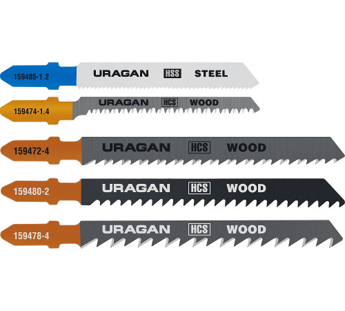 Набор полотен URAGAN, T101B, T101AO, T111C, T144D, T118A, по дереву и металлу, 5 предметов