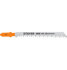 STAYER T111C, полотна для эл/лобзика, HCS, по дереву, пластику, ДСП, Т-хвостовик, шаг 3мм, 75мм, 2шт, STAYER Professional