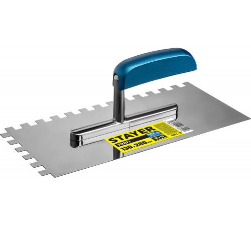 STAYER Profi 130х280 мм, 10х10 мм, гладилка штукатурная зубчатая нержавеющая с деревянной ручкой