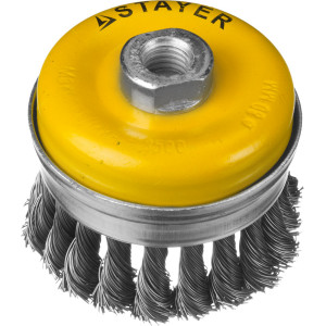 STAYER ″PROFESSIONAL″. Щетка чашечная усиленная для УШМ, жгутированная стальная проволока 0,5мм, 80ммхМ14