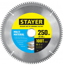 STAYER MULTI MATERIAL 250х32/30мм 100Т, диск пильный по алюминию, супер чистый рез