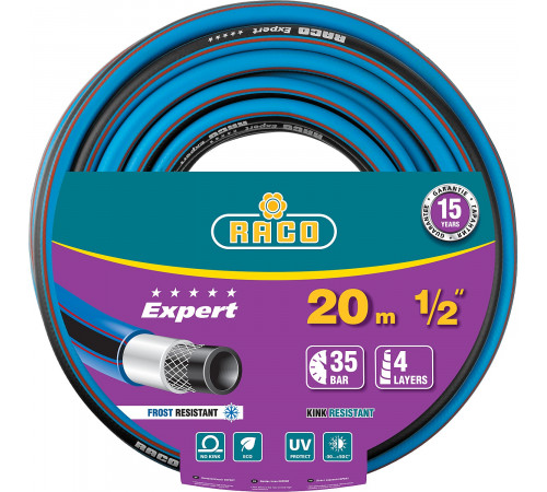 Поливочный шланг RACO EXPERT 1/2″ 20 м 35 атм четырёхслойный армированный