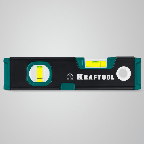 KRAFTOOL KOMPAKT-200, 200 мм, усиленный профиль, с зеркальным глазком, компактный магнитный уровень (34782)