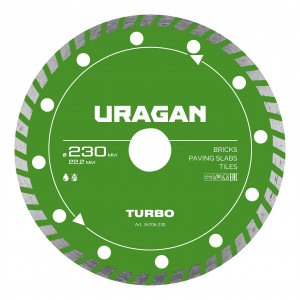 URAGAN TURBO 230 мм, диск алмазный отрезной сегментированный (36706-230)
