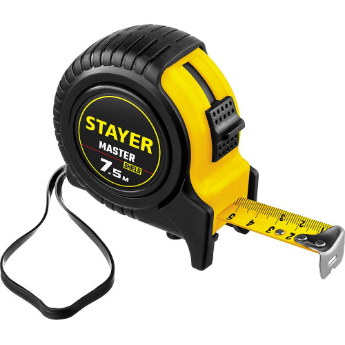 STAYER MASTER 7,5м / 25мм рулетка в ударостойком обрезиненном корпусе