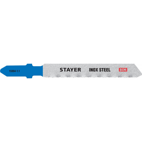 STAYER T118GF, полотна для эл/лобзика, Bi-Metal, по металлу (0,5-1,5мм), Т-хвостовик, шаг 1,1мм, 50мм, 2шт, STAYER Professional