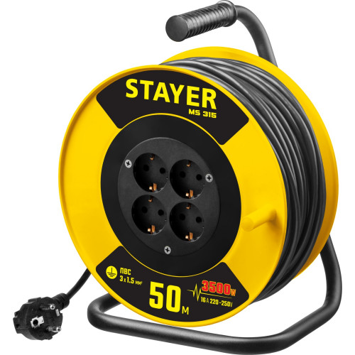 Силовой удлинитель на катушке STAYER MS 315, 50 м