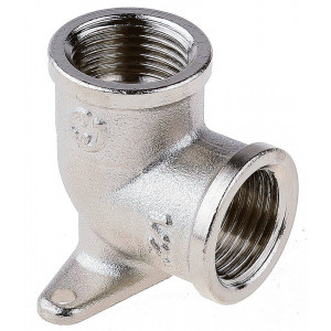 Уголок GENERAL FITTINGS с креплением к стене в двух точках, никелированная латунь, г/г, 1/2″