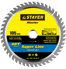 STAYER Super line 185 x 20мм 48Т, диск пильный по дереву, точный рез