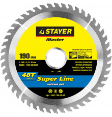 STAYER Super line 190 x 30мм 48Т, диск пильный по дереву, точный рез