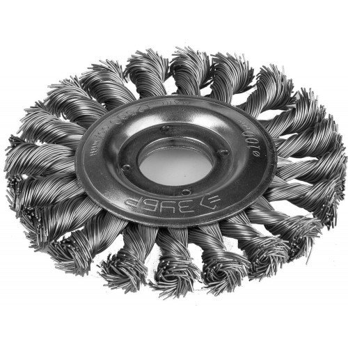 ЗУБР ″ЭКСПЕРТ″. Щетка дисковая для УШМ, плетеные пучки стальной проволоки 0,5мм, 100ммхМ14