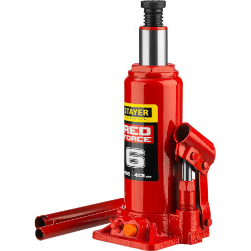STAYER RED FORCE 6т 216-413мм домкрат бутылочный гидравлический