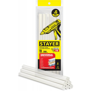 STAYER Universal прозрачные универсальные клеевые стержни, d 11 мм х 200 мм 6 шт. 125 г.