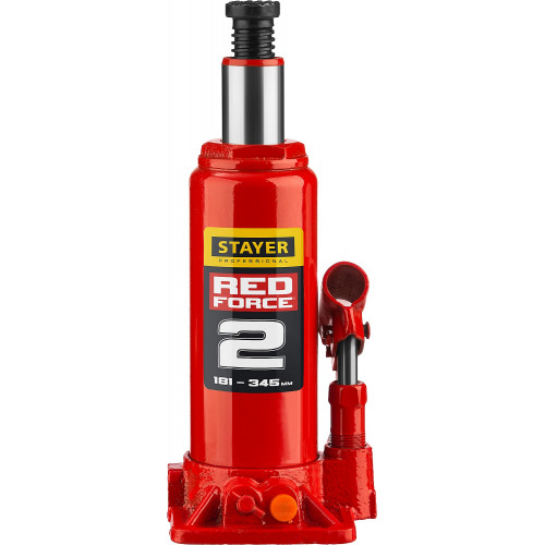 STAYER RED FORCE 2т 181-345мм домкрат бутылочный гидравлический