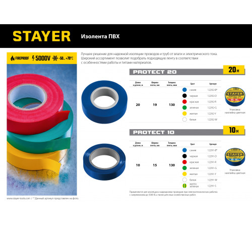 STAYER Protect-10 синяя изолента ПВХ, 10м х 15мм