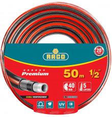 Поливочный шланг RACO PREMIUM 1/2″ 50 м 40 атм пятислойный усиленный двумя слоями армирования