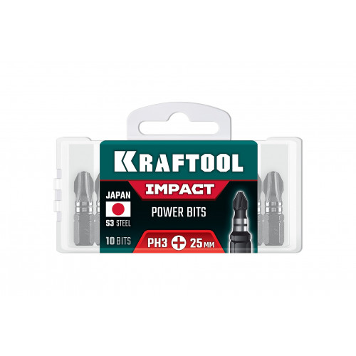 KRAFTOOL Impact PH 3, 25 мм, 10 шт, ударные биты (26191-3-25-S10)