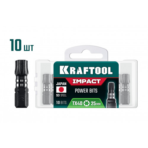 KRAFTOOL Impact TX 40, 25 мм, 10 шт, ударные биты (26195-40-25-S10)