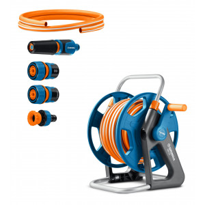 GRINDA HRK-25, шланг 25м x 1/2″, поливочный набор 4 предмета, стальные опоры, катушка со шлангом в комплекте ProLine (428460)