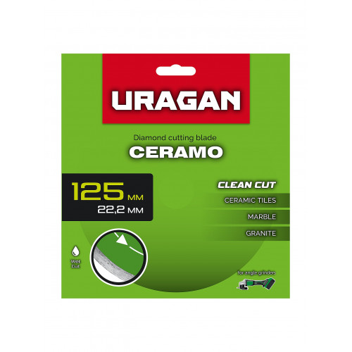 URAGAN CERAMO 125 мм, диск алмазный отрезной сплошной (36707-125)