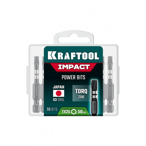 KRAFTOOL Impact TX 20, 50 мм, 10 шт, ударные биты (26195-20-50-S10)