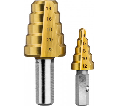 ЗУБР 4-22мм, 11 ступеней, сверло ступенчатое составное, покрытие NiT
