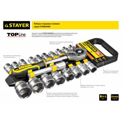 STAYER RSS 21M набор торцовых головок 21 предм.