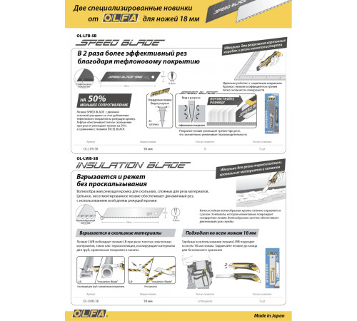 Лезвие OLFA сегментированное, серрейторная заточка 18 мм