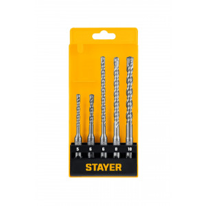 STAYER HERCULES-4Х 5 шт: 5/6x110, 6/8/10x160 мм, набор буров SDS-plus, PROFESSIONAL (29290-H5)