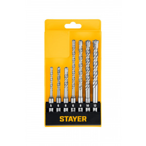 STAYER HERCULES-4Х 7 шт: 5/6/8x110, 6/8/10/12x160 мм, набор буров SDS-plus, PROFESSIONAL (29290-H7)