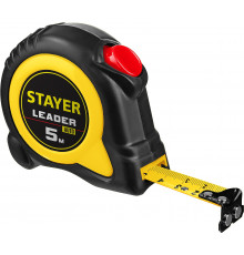 STAYER LEADER 5м / 19мм рулетка с автостопом в ударостойком обрезиненном корпусе