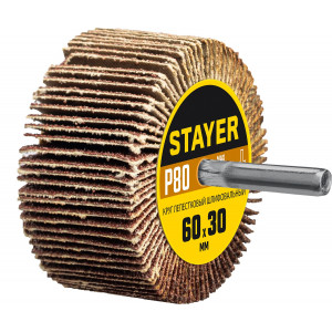 Круг шлифовальный STAYER лепестковый, на шпильке, P80, 60х30 мм