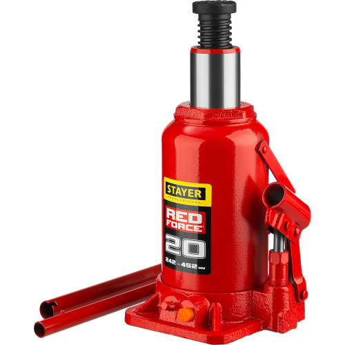STAYER RED FORCE 20т 242-452мм домкрат бутылочный гидравлический