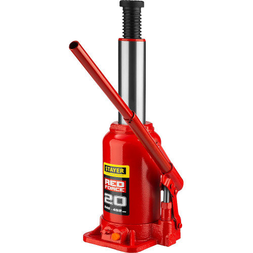 STAYER RED FORCE 20т 242-452мм домкрат бутылочный гидравлический