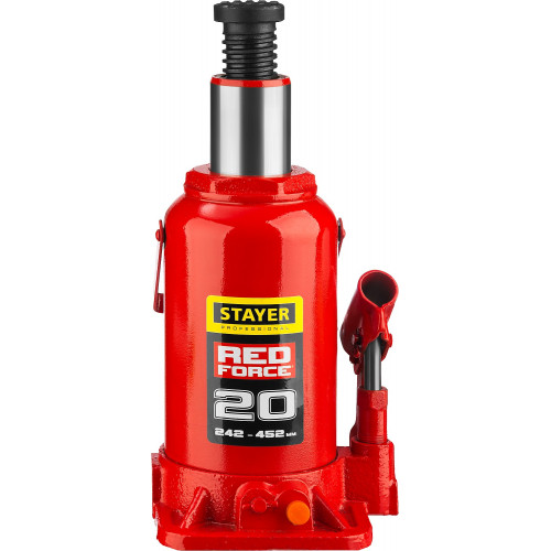 STAYER RED FORCE 20т 242-452мм домкрат бутылочный гидравлический