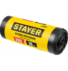 Строительные мусорные мешки STAYER 300л, 10шт, особопрочные, чёрные, HEAVY DUTY