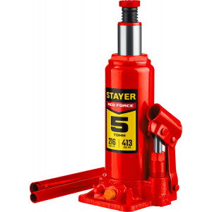 STAYER RED FORCE 5т 216-413мм домкрат бутылочный гидравлический