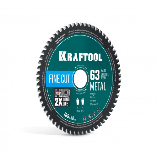 KRAFTOOL Metal Cut 185 х 30 мм, 63Т, диск пильный по металлу и стали (36954-185-30-63)