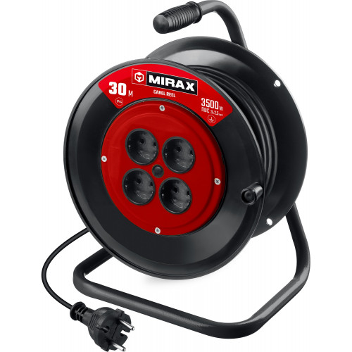 Удлинитель на катушке MIRAX ПВС 2х0.75 30м 1300Вт