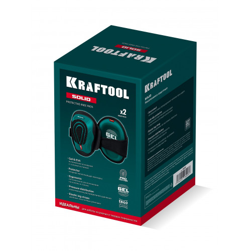 KRAFTOOL SOLID гелевая вставка, объёмная противоскользящая накладка, наколенники защитные (11517)