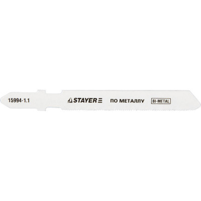 Полотна STAYER ″PROFI″, T118GF, для эл/лобзика, Bi-Metall, по металлу (0,5-1,5мм), T-хвост., шаг 1,1мм, 50мм, 2шт